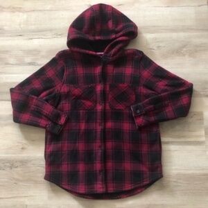 Realtree Women's Red and Black Fleece Lined Plaid Button Down Shirt